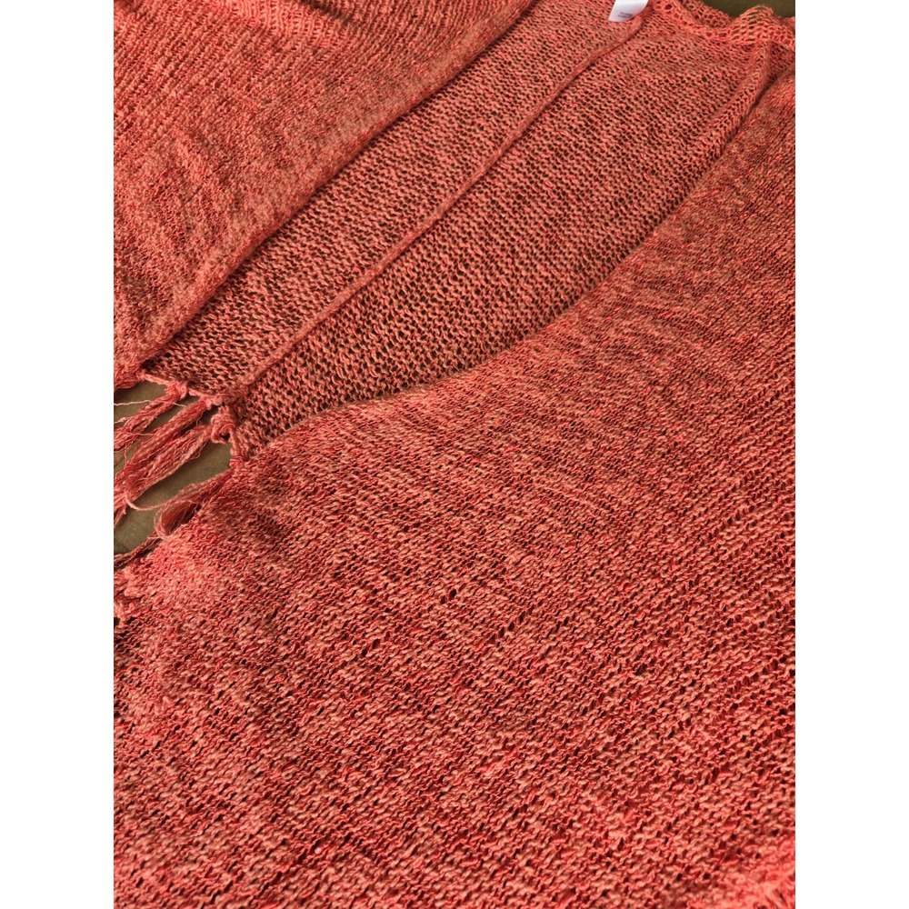 Coldwater Creek Coral Shawl Poncho Fringed Womens One Size Cape‎ - Picture 2 of 5
